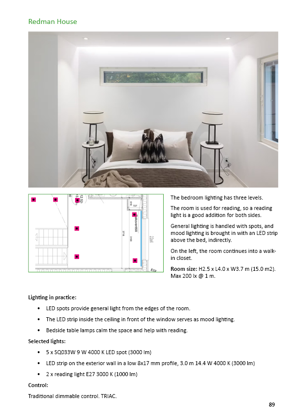 Redman House - Staircase lighting example with floor plan