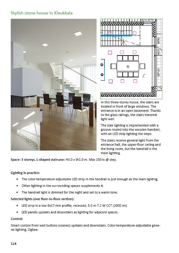 Stylish stone house in Klaukkala - Hallway lighting example with floor plan