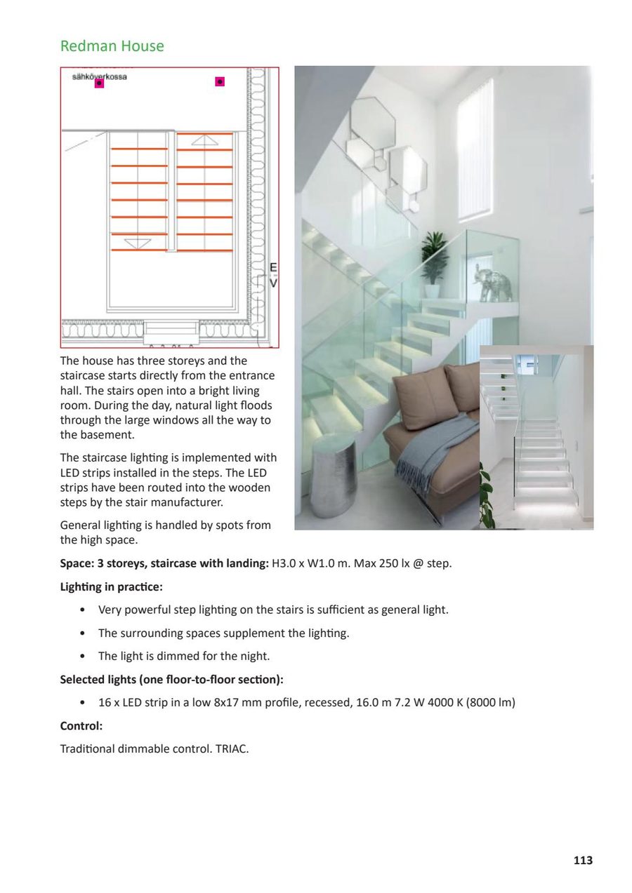 Example of stair lighting used as both safety and architectural lighting.